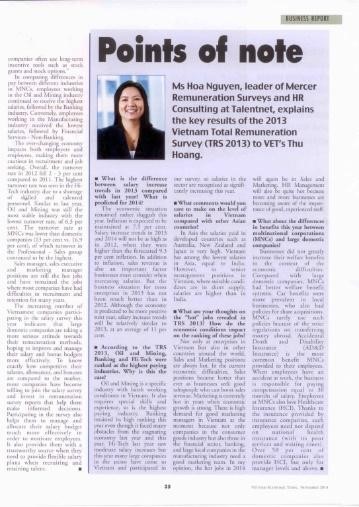 Key Results Of 2013 Vietnam Total Remuneration Survey 4 points of note